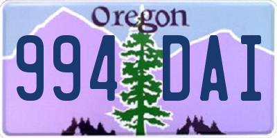 OR license plate 994DAI