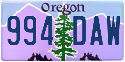 OR license plate 994DAW