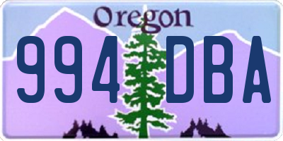 OR license plate 994DBA
