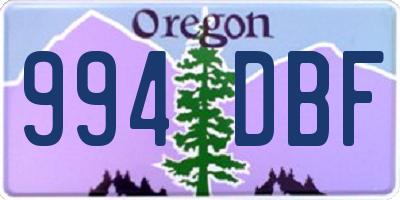 OR license plate 994DBF
