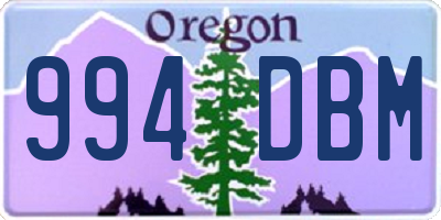 OR license plate 994DBM