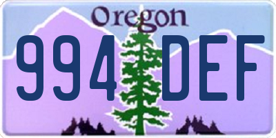 OR license plate 994DEF