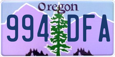 OR license plate 994DFA