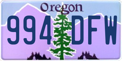 OR license plate 994DFW