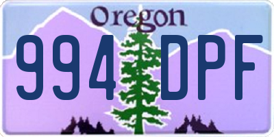 OR license plate 994DPF