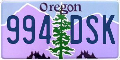 OR license plate 994DSK