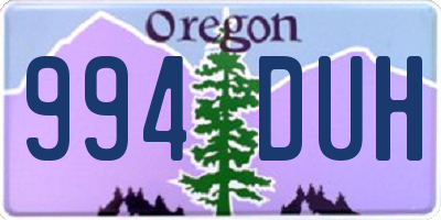 OR license plate 994DUH