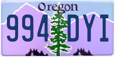 OR license plate 994DYI