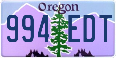 OR license plate 994EDT