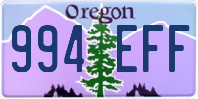 OR license plate 994EFF