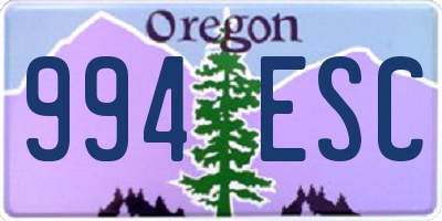 OR license plate 994ESC