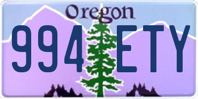 OR license plate 994ETY