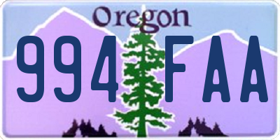 OR license plate 994FAA