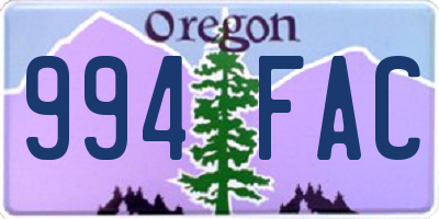 OR license plate 994FAC