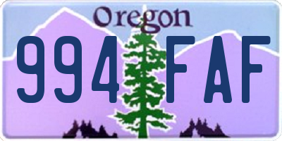 OR license plate 994FAF