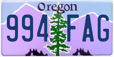 OR license plate 994FAG