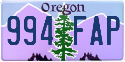 OR license plate 994FAP