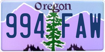 OR license plate 994FAW