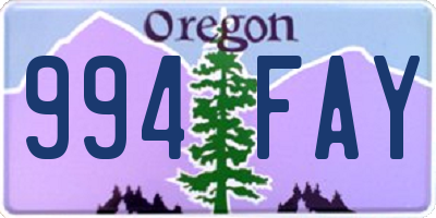 OR license plate 994FAY