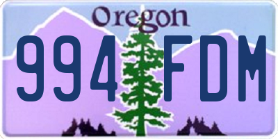 OR license plate 994FDM