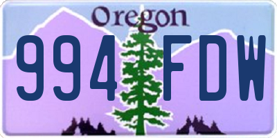 OR license plate 994FDW