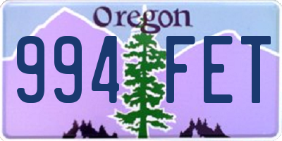 OR license plate 994FET