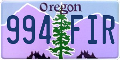 OR license plate 994FIR