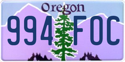 OR license plate 994FOC