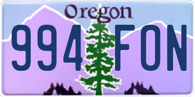 OR license plate 994FON