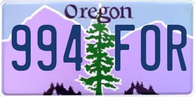 OR license plate 994FOR
