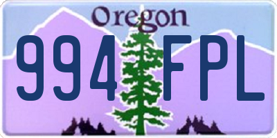 OR license plate 994FPL