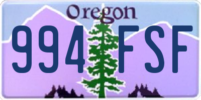 OR license plate 994FSF