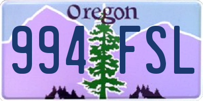 OR license plate 994FSL