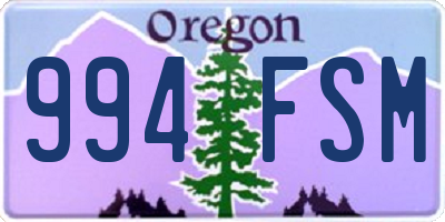 OR license plate 994FSM