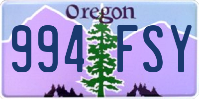 OR license plate 994FSY