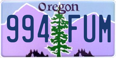 OR license plate 994FUM