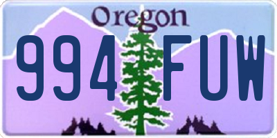 OR license plate 994FUW