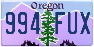 OR license plate 994FUX