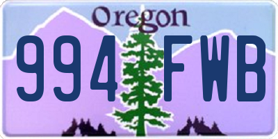 OR license plate 994FWB