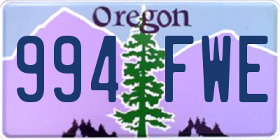 OR license plate 994FWE