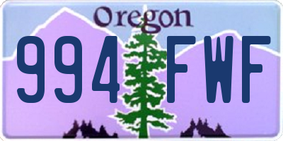 OR license plate 994FWF