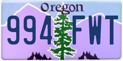 OR license plate 994FWT