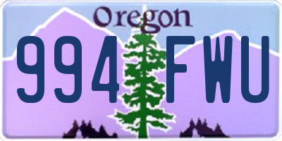 OR license plate 994FWU