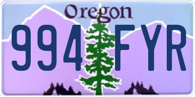 OR license plate 994FYR