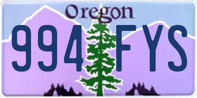 OR license plate 994FYS