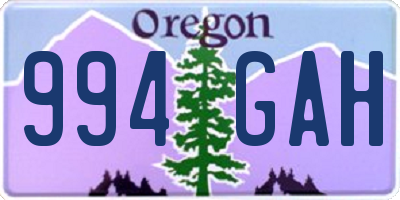 OR license plate 994GAH