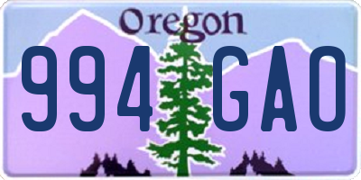 OR license plate 994GAO