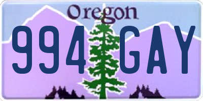 OR license plate 994GAY