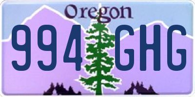 OR license plate 994GHG