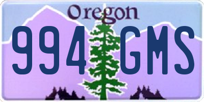OR license plate 994GMS